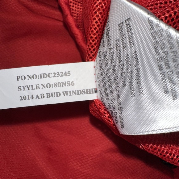 Budweiser Windbreaker Jacket Mens Quarter Zip Beer Size Large Red - Picture 6 of 6